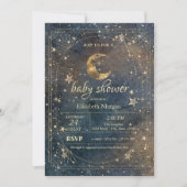 Celestial Moon Stars Frame Dark Galaxy 招待状 (正面)