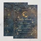 Celestial Moon Stars Frame Dark Galaxy 招待状 (正面/裏面)