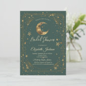 Celestial Moon Stars Frame Green Bridal Shower 招待状 (スタンド正面)