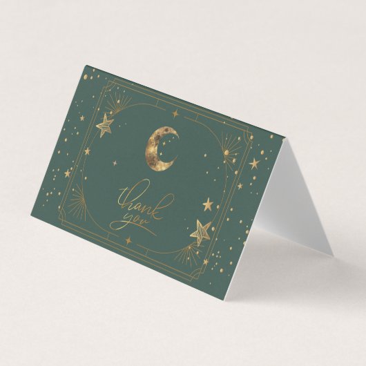Celestial Moon Stars Frame Thank You Card 名刺 (正面)