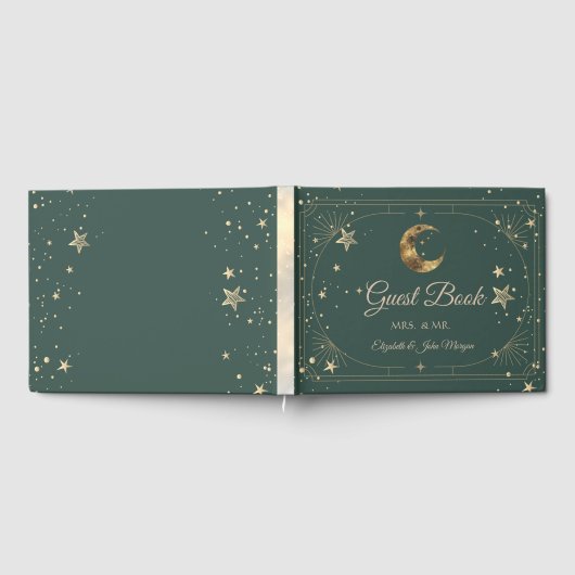 Celestial Moon Stars Frame Wedding ゲストブック (全面)