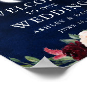 Celestial Moon Stars Lights Floral Wedding Welcome ポスター (角)