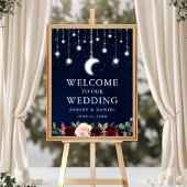 Celestial Moon Stars Lights Floral Wedding Welcome ポスター