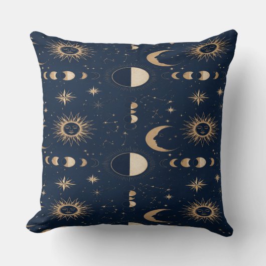 Celestial Moon Stars Pillow クッション (正面)