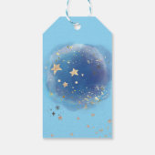 Celestial Moon Stars, Royal Blue And Gold Abstract ギフトタグ (裏面)