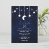 Celestial Moon Stars String Lights QR Code Wedding 招待状 (スタンド正面)
