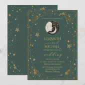 Celestial Moon Sun Frame Wedding 招待状 (正面/裏面)