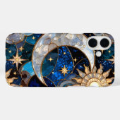 Celestial Moon Sun iPhone Case Stained Glass Gold Case-Mate iPhoneケース (裏面 (横))