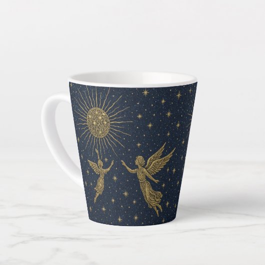 Celestial Moon & Sun Latte Mug – Mystical Night Sk カフェラテマグ (左アングル)
