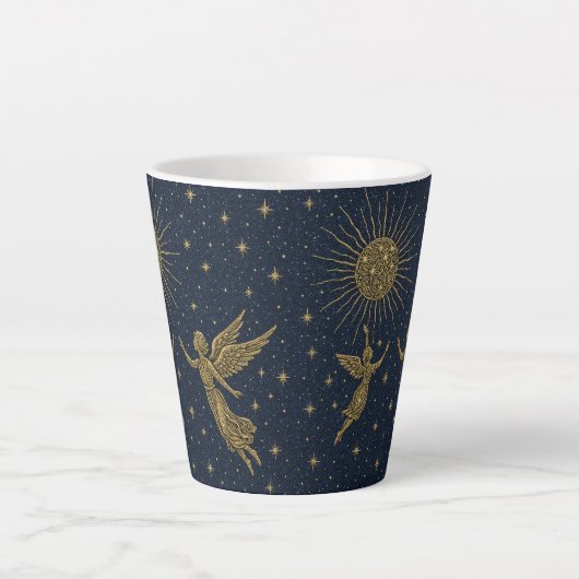 Celestial Moon & Sun Latte Mug – Mystical Night Sk カフェラテマグ (正面)