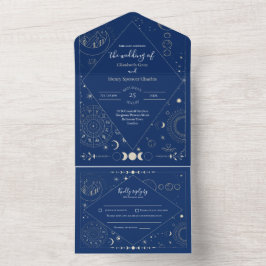 Celestial moon sun stars constellations wedding オールインワン招待状