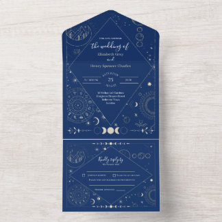 Celestial moon sun stars constellations wedding オールインワン招待状
