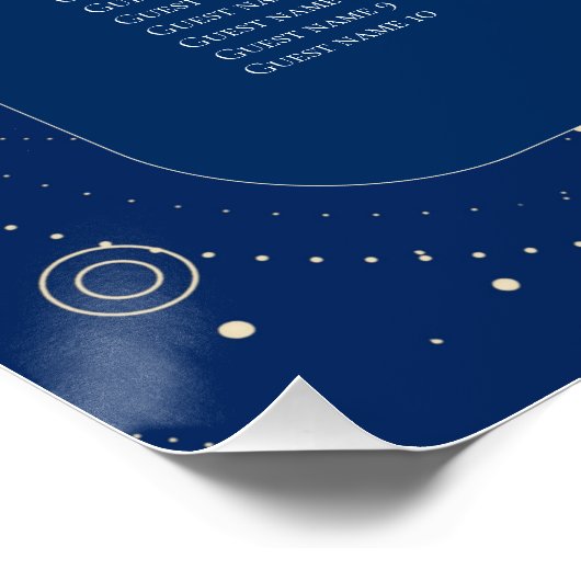 Celestial moon sun stars navy wedding seating plan ポスター (コーナー)