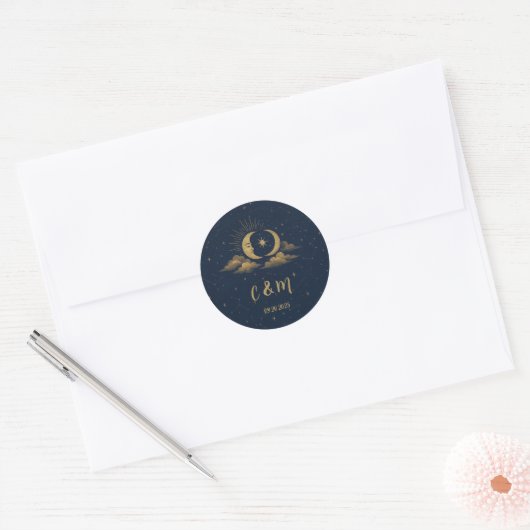 Celestial Moon Wedding Envelope Seal ラウンドシール (封筒)
