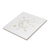 Celestial Moon with Face & Stars Gold Silver White タイル (側面)
