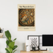 Celestial Mosaic Art Print Sun & Star Mythology ポスター (ホームオフィス)