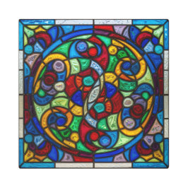 Celestial Mosaic Harmony — Stained Glass Wall Art メタルプリント