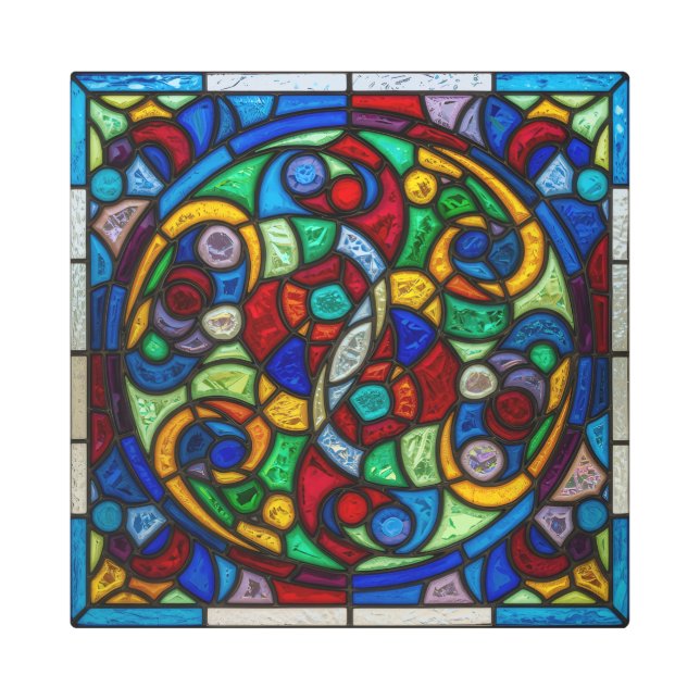 Celestial Mosaic Harmony — Stained Glass Wall Art メタルプリント (正面)
