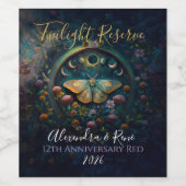 Celestial Moth and Moon Phases – Enchanted Night ワインラベル (シングルラベル)