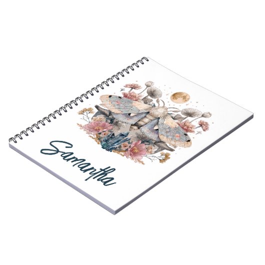 Celestial Moth Crystal Floral Moon   ノートブック (左側)