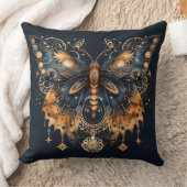 Celestial Moth – Golden Moon Throw Pillow クッション (ブランケット)