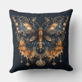 Celestial Moth – Golden Moon Throw Pillow クッション (裏面)