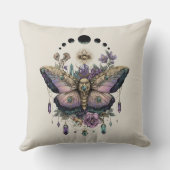 Celestial Moth Moon Phases Throw Pillow クッション (裏面)