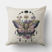 Celestial Moth Moon Phases Throw Pillow クッション (正面)