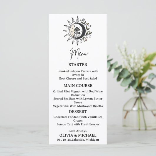 Celestial Mystical Wedding Menu Card  メニュー (スタンド正面)