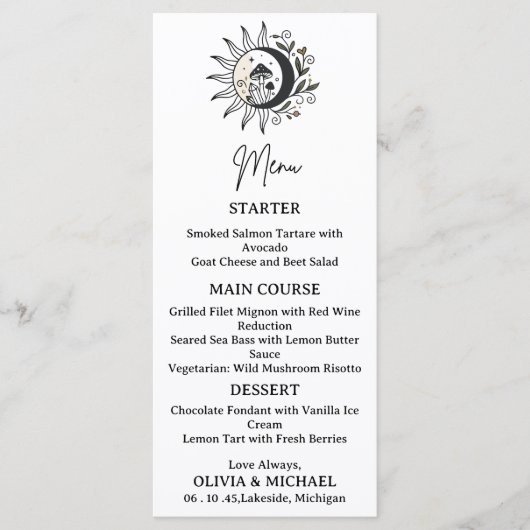 Celestial Mystical Wedding Menu Card  メニュー (正面)