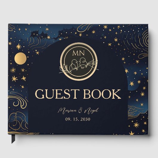 Celestial Navy Gold Wedding ゲストブック (正面)