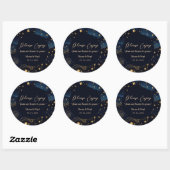 Celestial Navy Gold Wedding Favor ラウンドシール (シート)