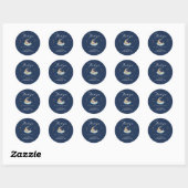 Celestial Navy Moon Baby Shower Thank You Sticker ラウンドシール (シート)