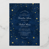Celestial Night Sky Stars Wedding Foil Invitation 箔招待状 (正面)