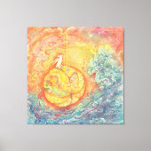 Celestial Orb: Winged Hare on Silken Brocade キャンバスプリント (正面)