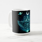 Celestial Owl – Cosmic Wisdom Wildlife Galaxy コーヒーマグカップ (正面左)