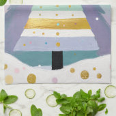 Celestial Pastel Christmas Tree キッチンタオル (折り畳み)