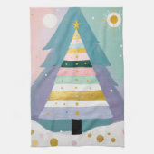Celestial Pastel Christmas Tree キッチンタオル (縦)