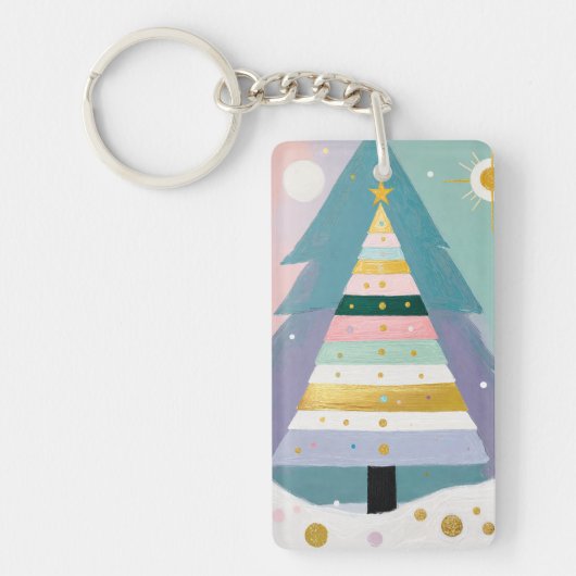 Celestial Pastel Christmas Tree キーホルダー (正面)