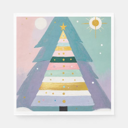 Celestial Pastel Christmas Tree スタンダードランチョンナプキン (正面)