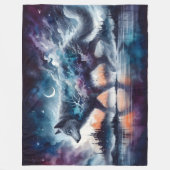 Celestial Pathways: The Moonwalker of Dusk フリースブランケット (正面)