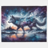 Celestial Pathways: The Moonwalker of Dusk フリースブランケット (正面(横))