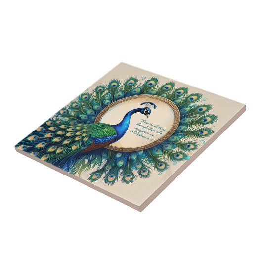 Celestial Peacock Bloom Bible Verse  タイル (側面)