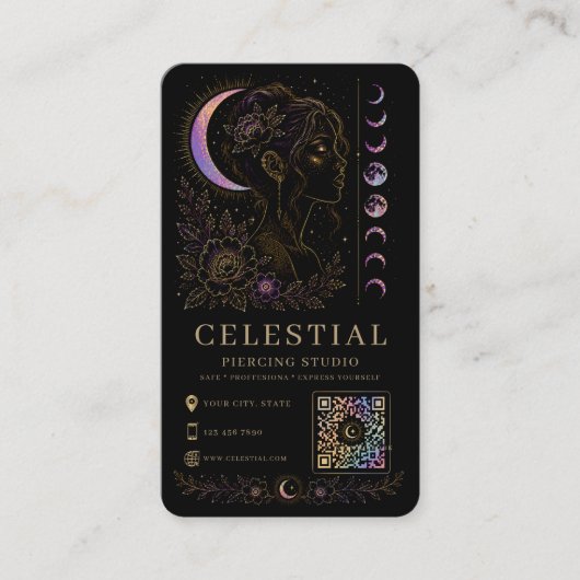 Celestial Piercing Studio Luxury Black Gold QR  名刺 (正面)
