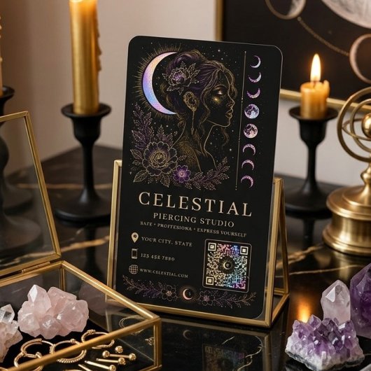 Celestial Piercing Studio Luxury Black Gold QR  名刺