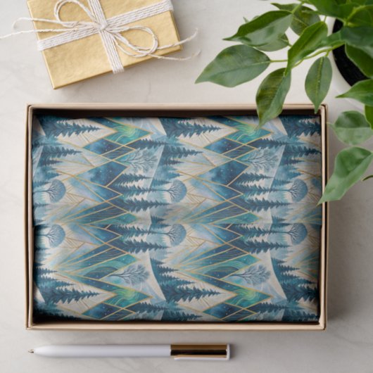 Celestial Pines Mountain Abstract Winter  薄葉紙 (ギフト)