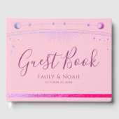 Celestial Pink Purple Sun Moon Stars Wedding  ゲストブック (正面)