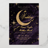 Celestial Purple and Gold Foil Wedding  箔招待状 (正面)