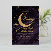 Celestial Purple and Gold Foil Wedding  箔招待状 (立ち正面)