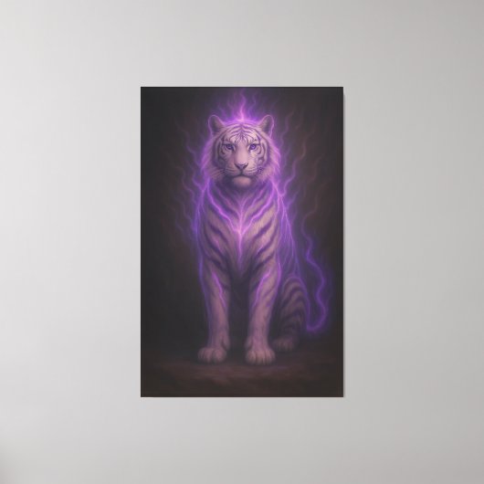 Celestial Purple Flame White Tiger – High-End Fant キャンバスプリント (正面)